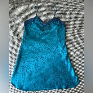 Lord & Taylor Blue Lace Slip Dress